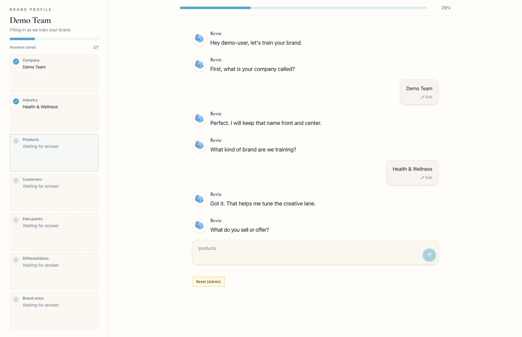 Workspace onboarding after choosing a team