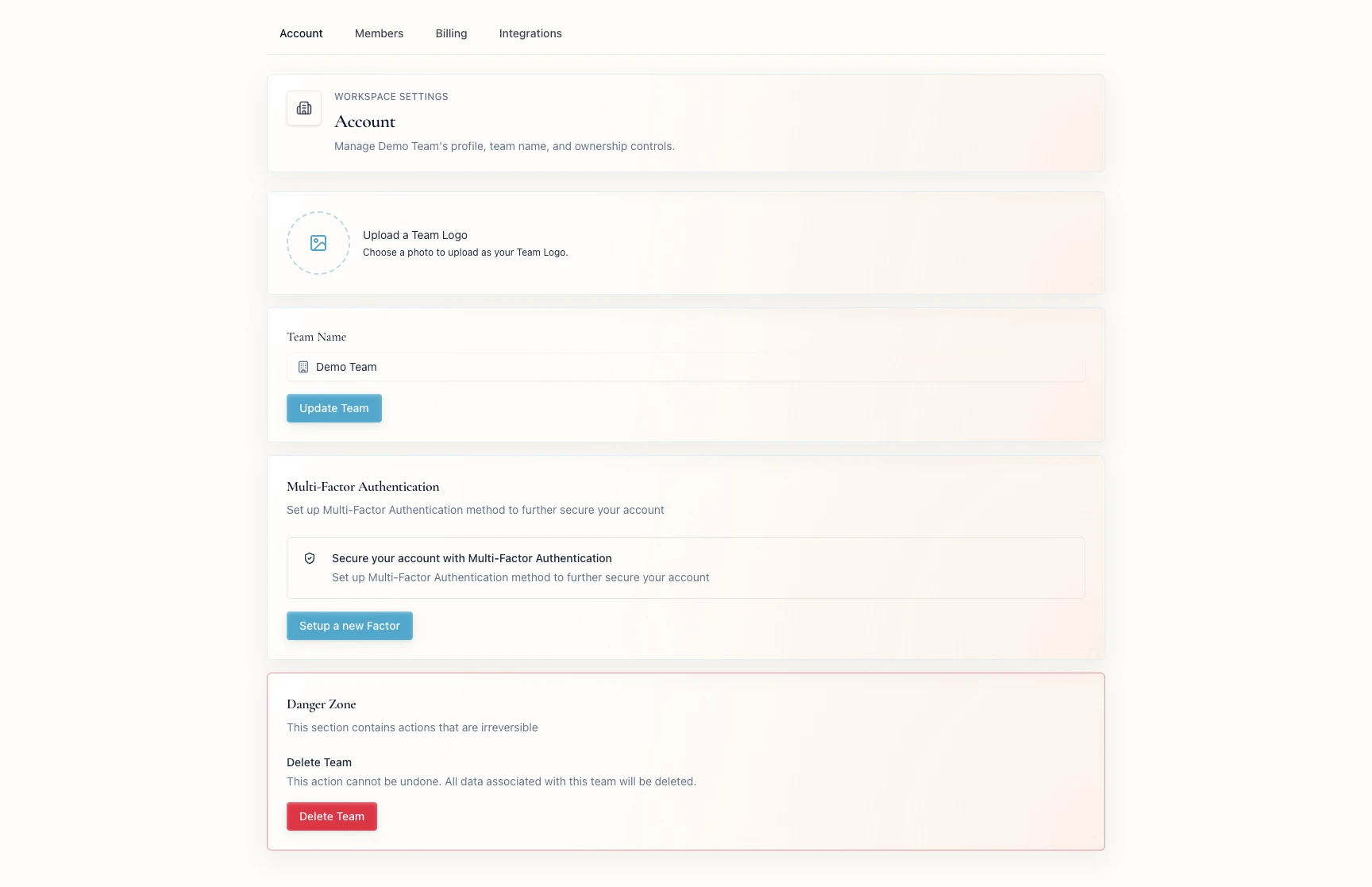 Workspace settings